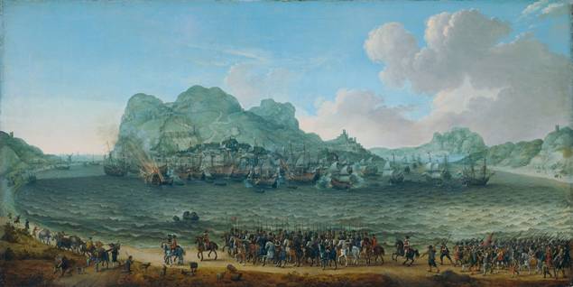 Battle of Gibraltar,  Dutch surprise victory over Spanish Fleet, 1607 CE, part of the Eighty Years War (1568-1648), between the Seventeen Provinces and the Hapsburg Empire,  by Adam Willaerts, Rijksmuseum Amsterdam, SK-A-1387, painted in 1617.
